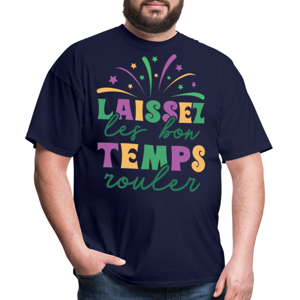 Funny New Orleans Festival Tee Laissez les Bons Temps Rouler T-shirt - navy