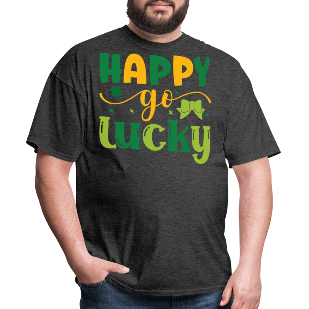 St Patrick’s Day Happy Go Lucky T-shirt - heather black