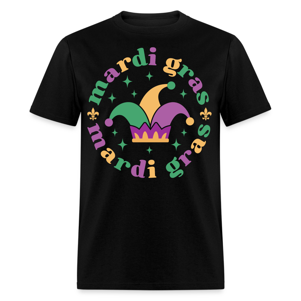 Funny Mardi Gras Jester Hat Unisex T-shirt - black