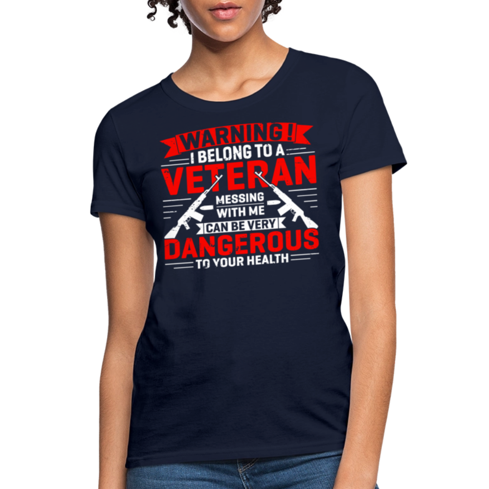 Warning I Belong To A Veteran Women's T-Shirt - navy