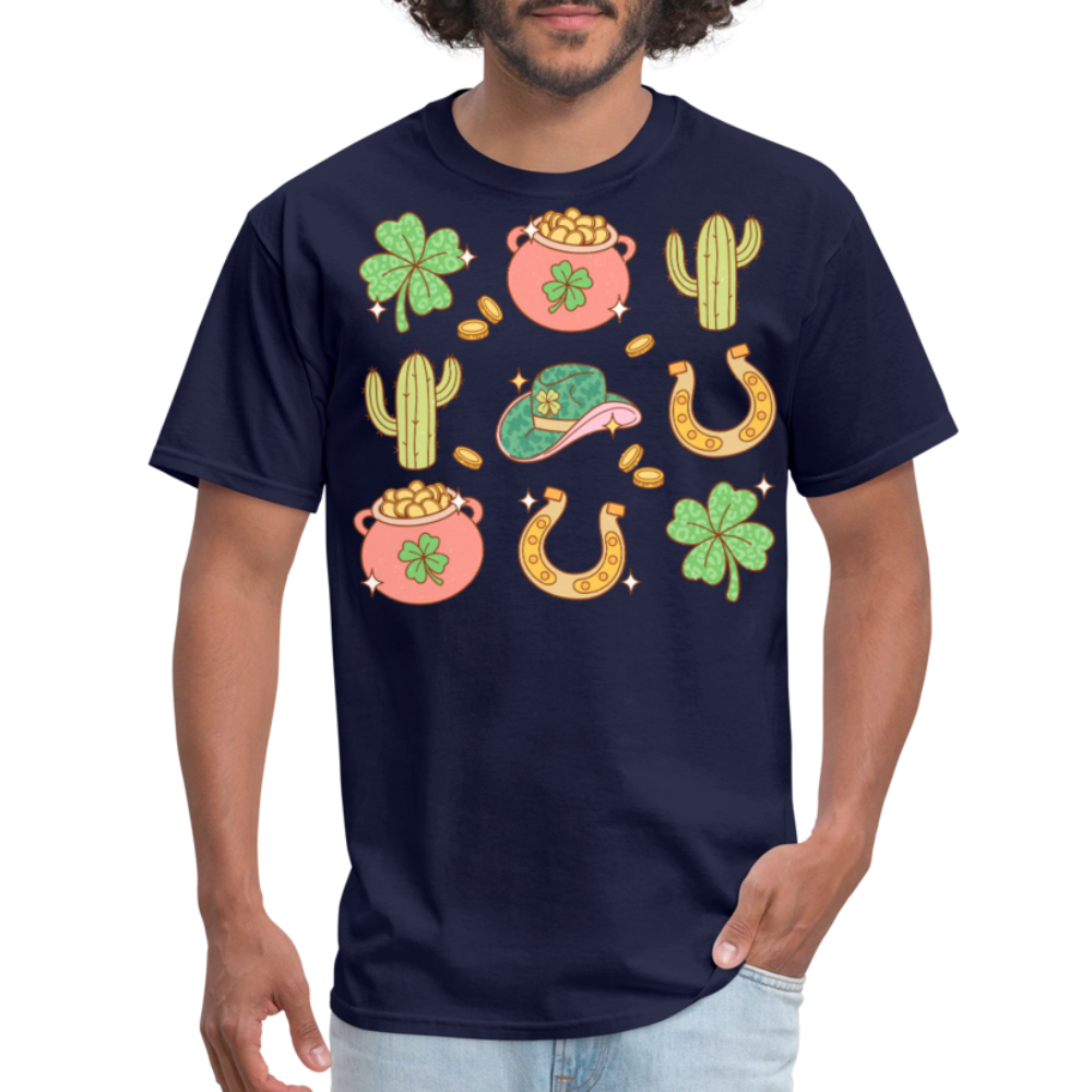 Lucky Irish Cowboy Aesthetic T-shirt - navy