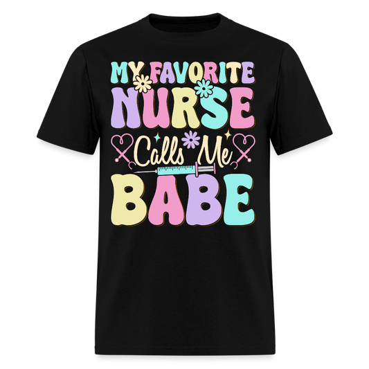 My Favorite Nurse Calls Me Babe Cute Nurse Couple T-Shirt - black
