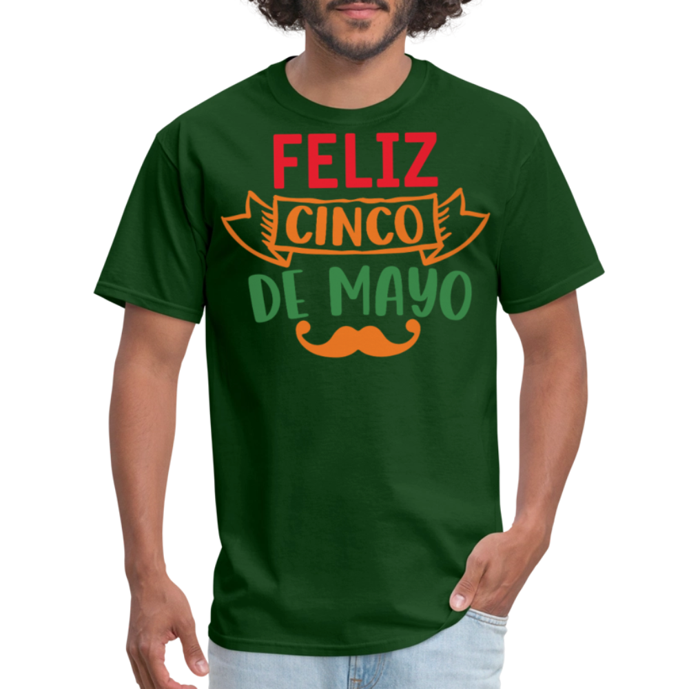 Mexican-themed Graphic Tees Feliz Cinco De Mayo T-shirt - forest green