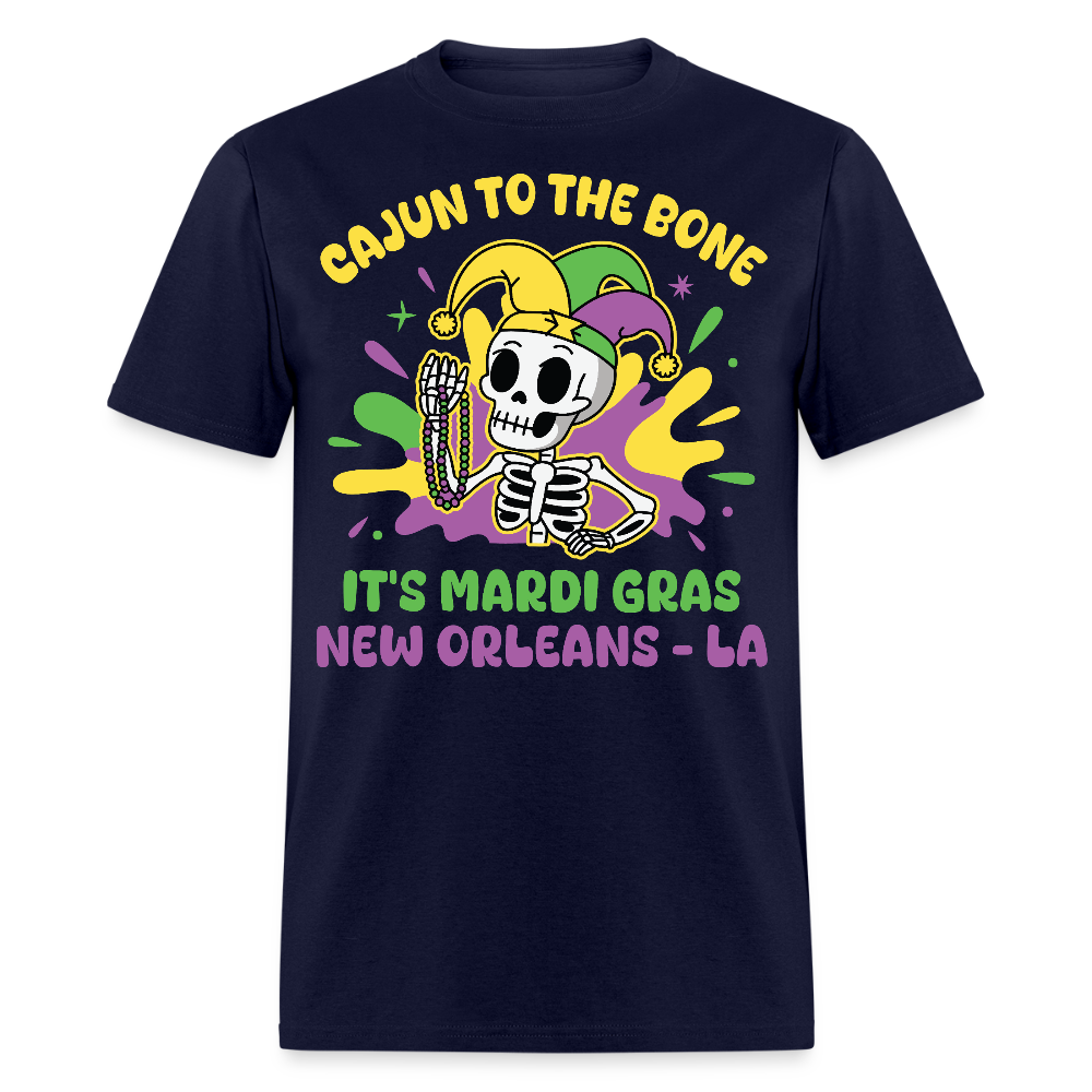 Mardi Gras Skeleton Tee For New Orleans Parade T-Shirt - navy