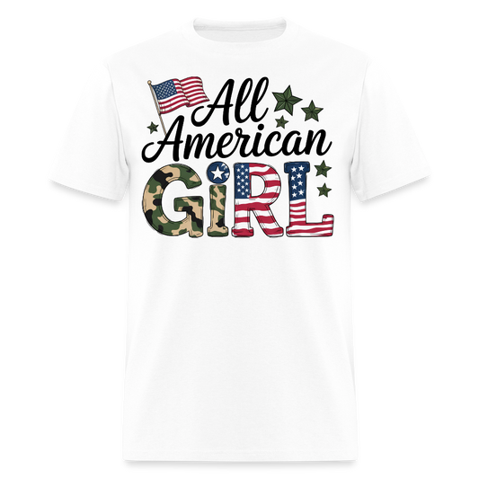 All American Girl Military Patriotic T-Shirt - white