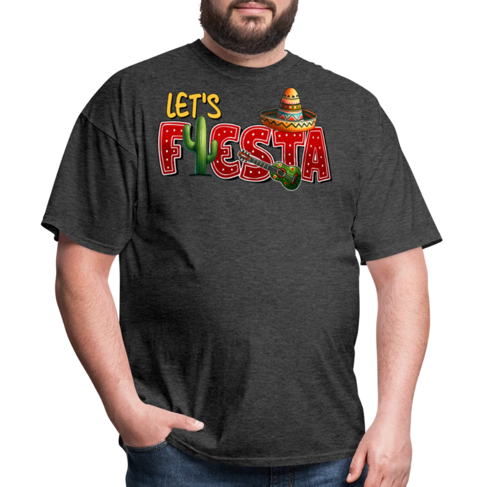 Funny Fiesta Party Graphic Tee Let's Fiesta Mexican Theme T-shirt - heather black