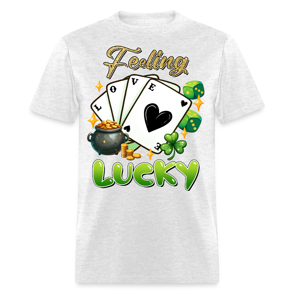 Feeling Lucky Graphic Tee Irish Luck Gambling T-shirt - light heather gray