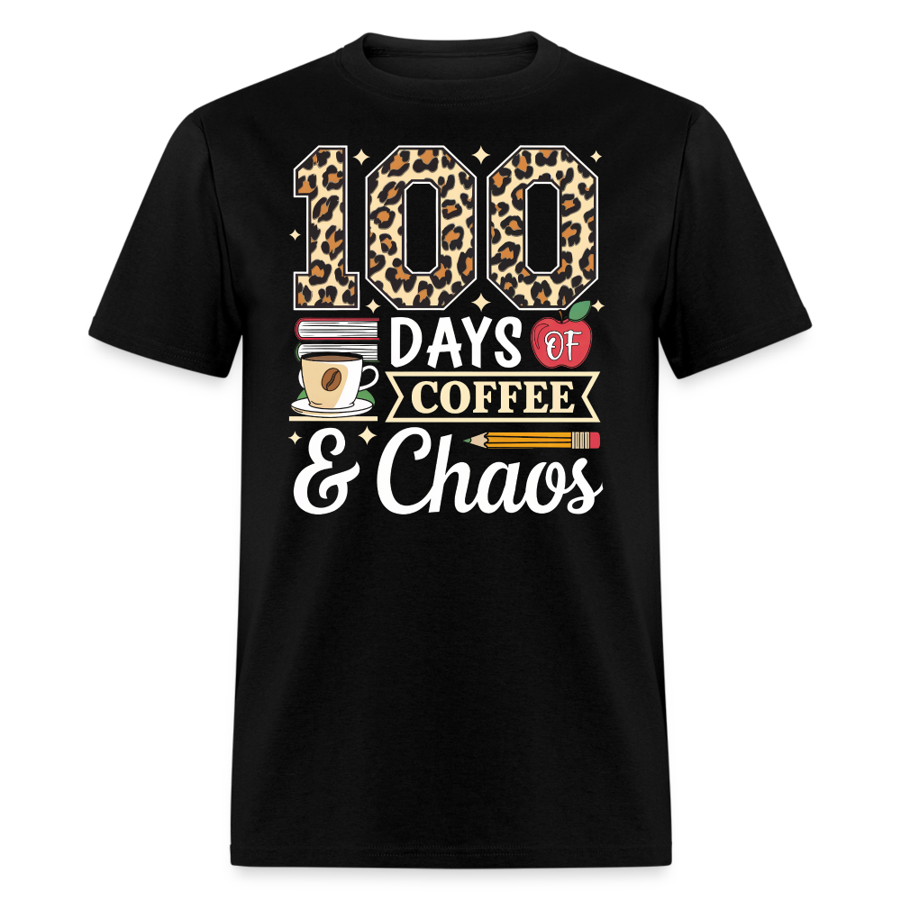 Teacher Appreciation Gift Coffee Lover 100 Days of School Unisex T-Shirt - black