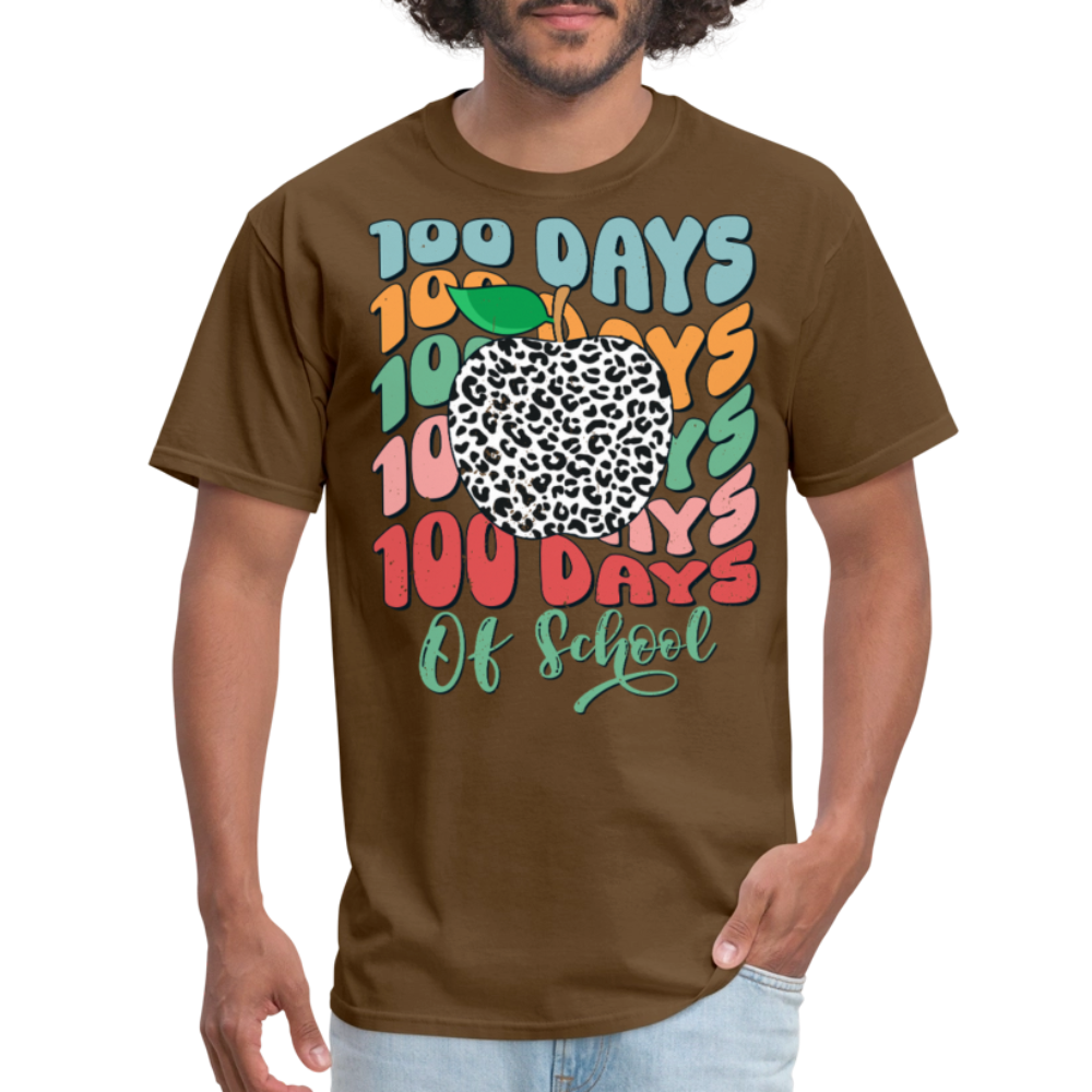 Leopard Print 100 Days of School Tee 100th-day Celebration T-shirt - brown