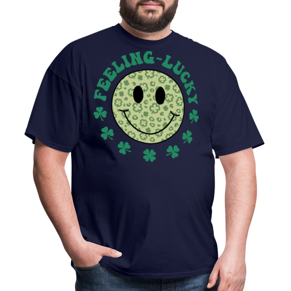 Feeling Lucky St Patrick’s Day Smiley Face T-shirt - navy