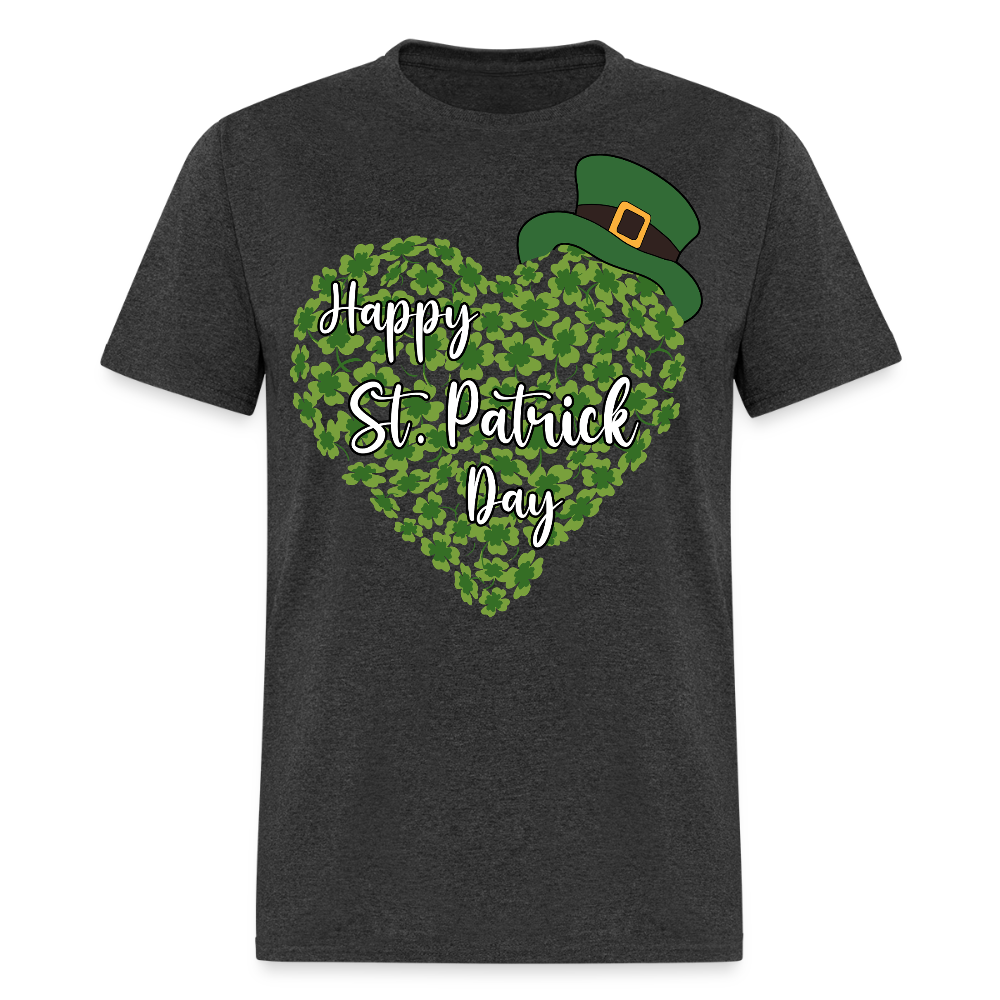 St Patrick’s Day Shamrock Heart T-shirt - heather black