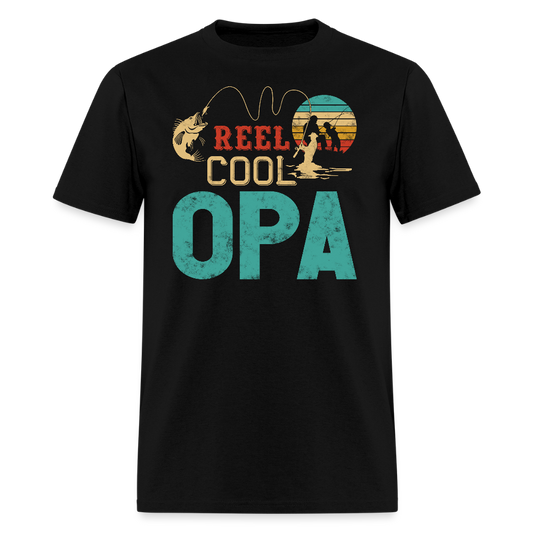 Reel Cool Opa Fishing Father’s Day T-Shirt - black
