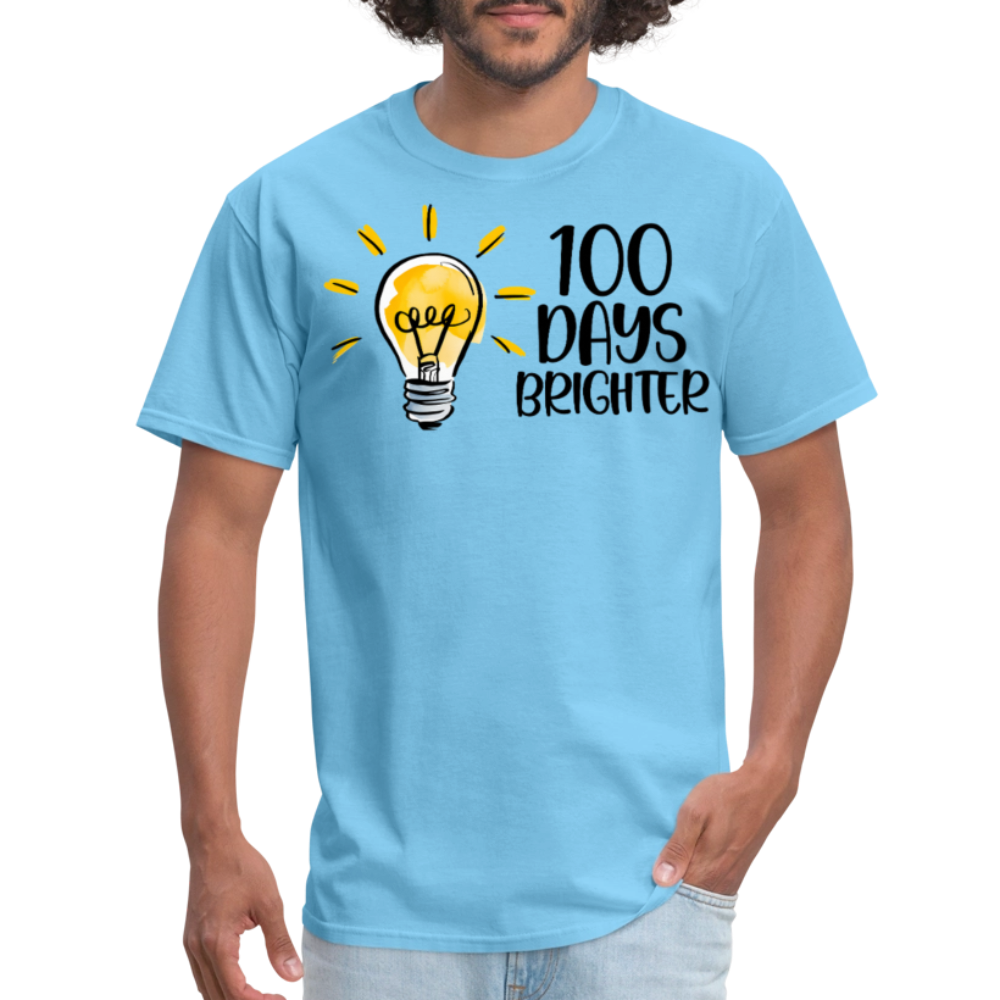 100 Days Brighter Tee for Teachers School Milestone Unisex T-Shirt - aquatic blue