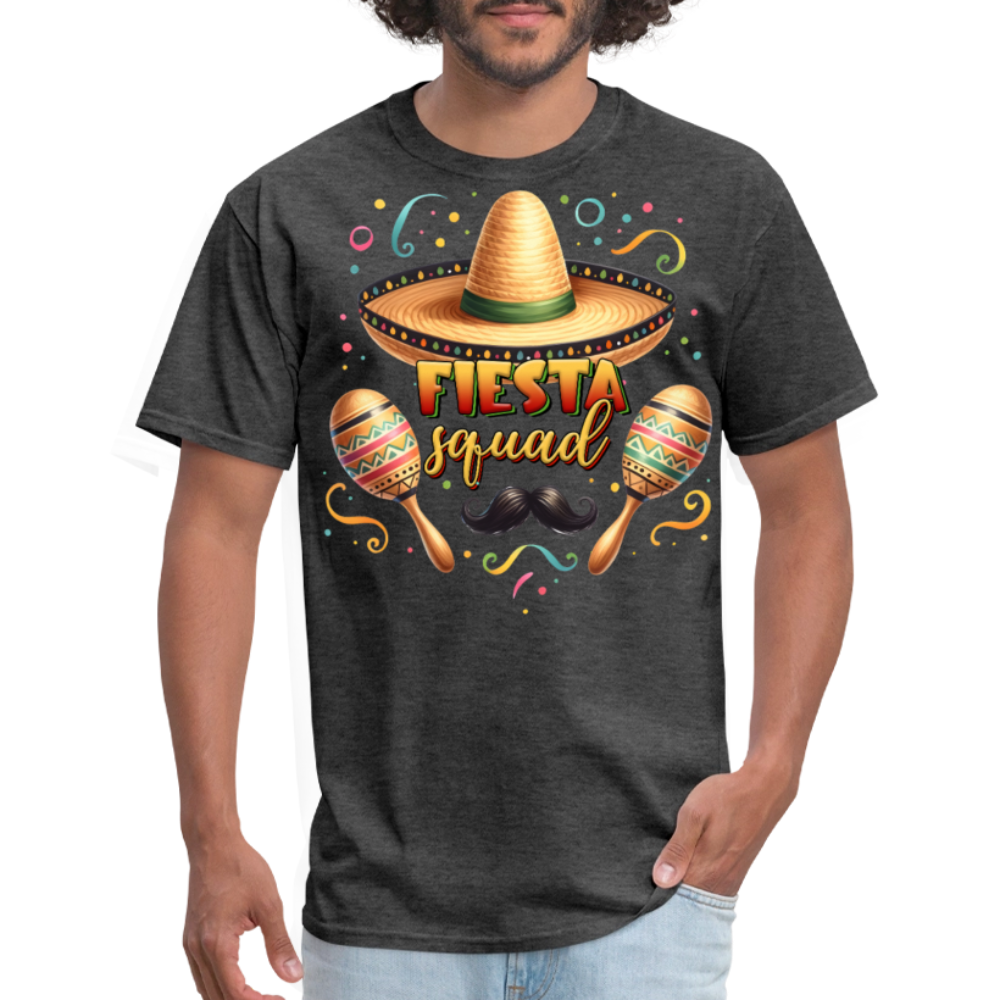 Sombrero And Maracas Party Tee Funny Cinco de Mayo Squad T-shirt - heather black