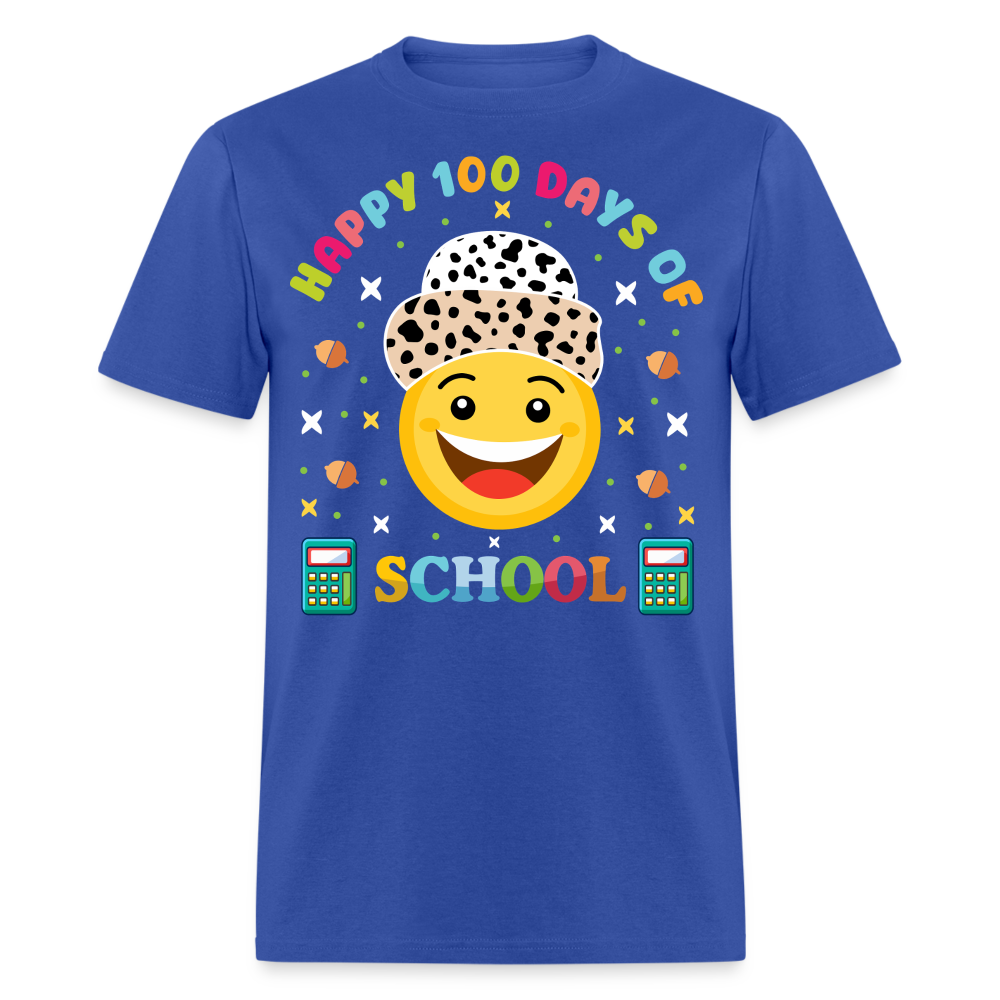 Happy 100 Days of School Teacher Tee 100 Days Smiley Face T-shirt - royal blue