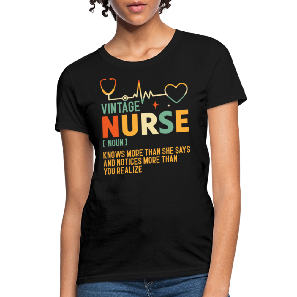 Vintage Nurse Definition Tee Funny Retro Nursing Quote T-Shirt - black