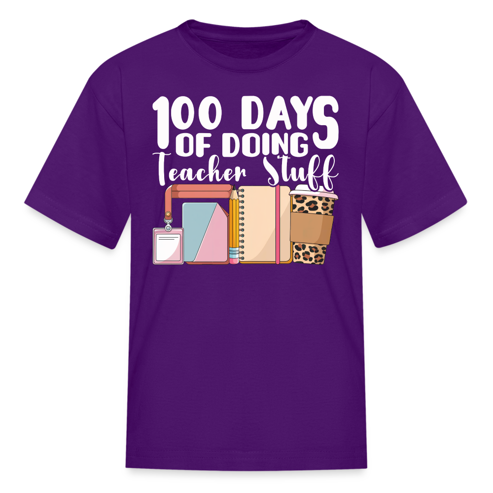 Fun and Cute Teacher Gift 100 Days of Doing Teacher Stuff T-Shirt - purple