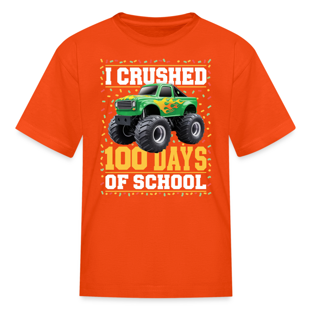 100 Days Of School Monster Truck Tee Kids 100th Day Of School T-shirt - orange