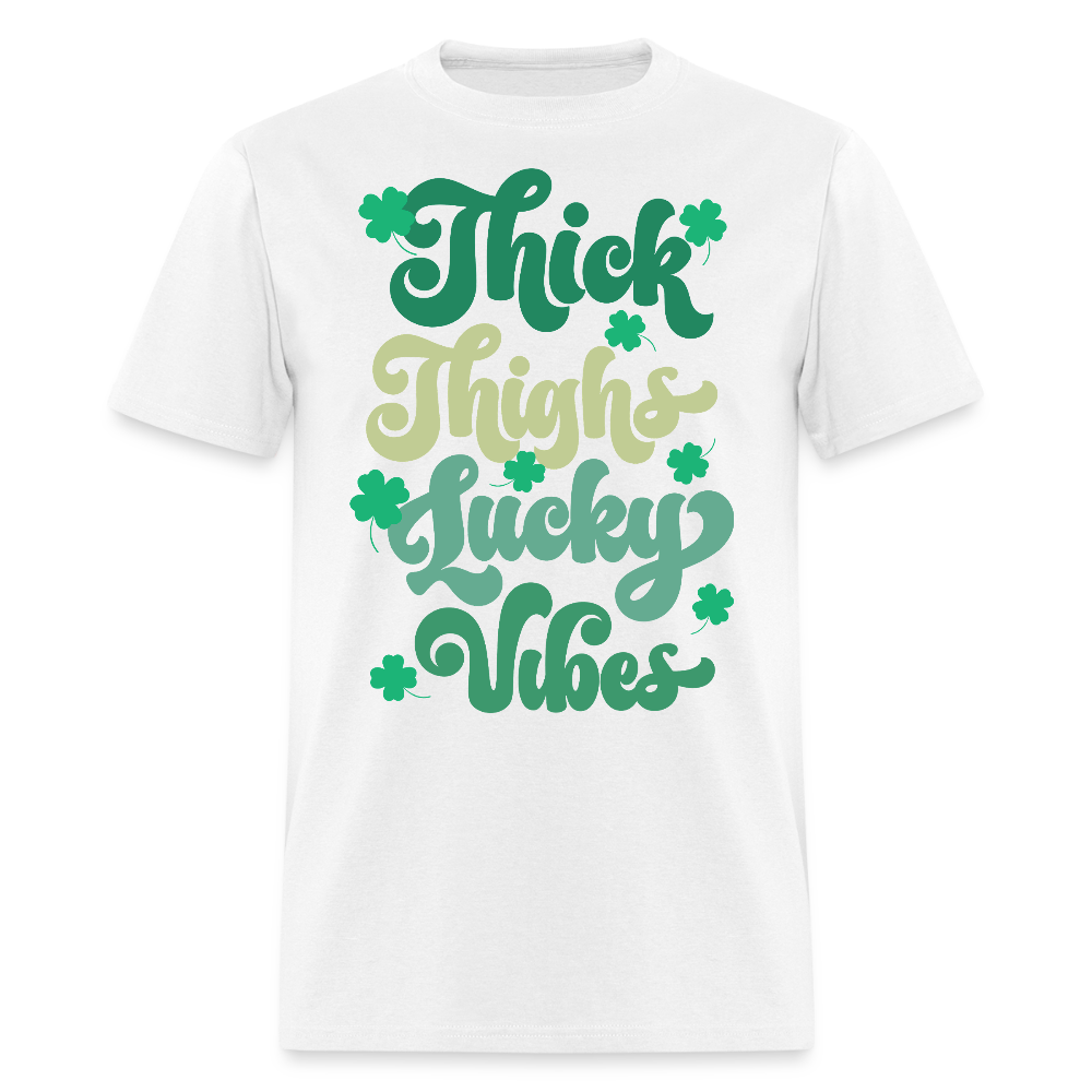 Thick Thighs Lucky Vibes St Patrick’s Day T-shirt - white