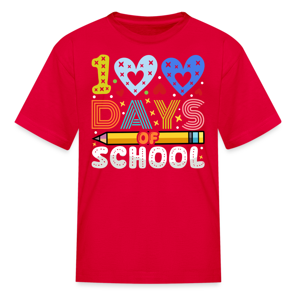 Kindergarten 100 Days Of School Shirt Students Appreciation Gifts T-Shirt - red