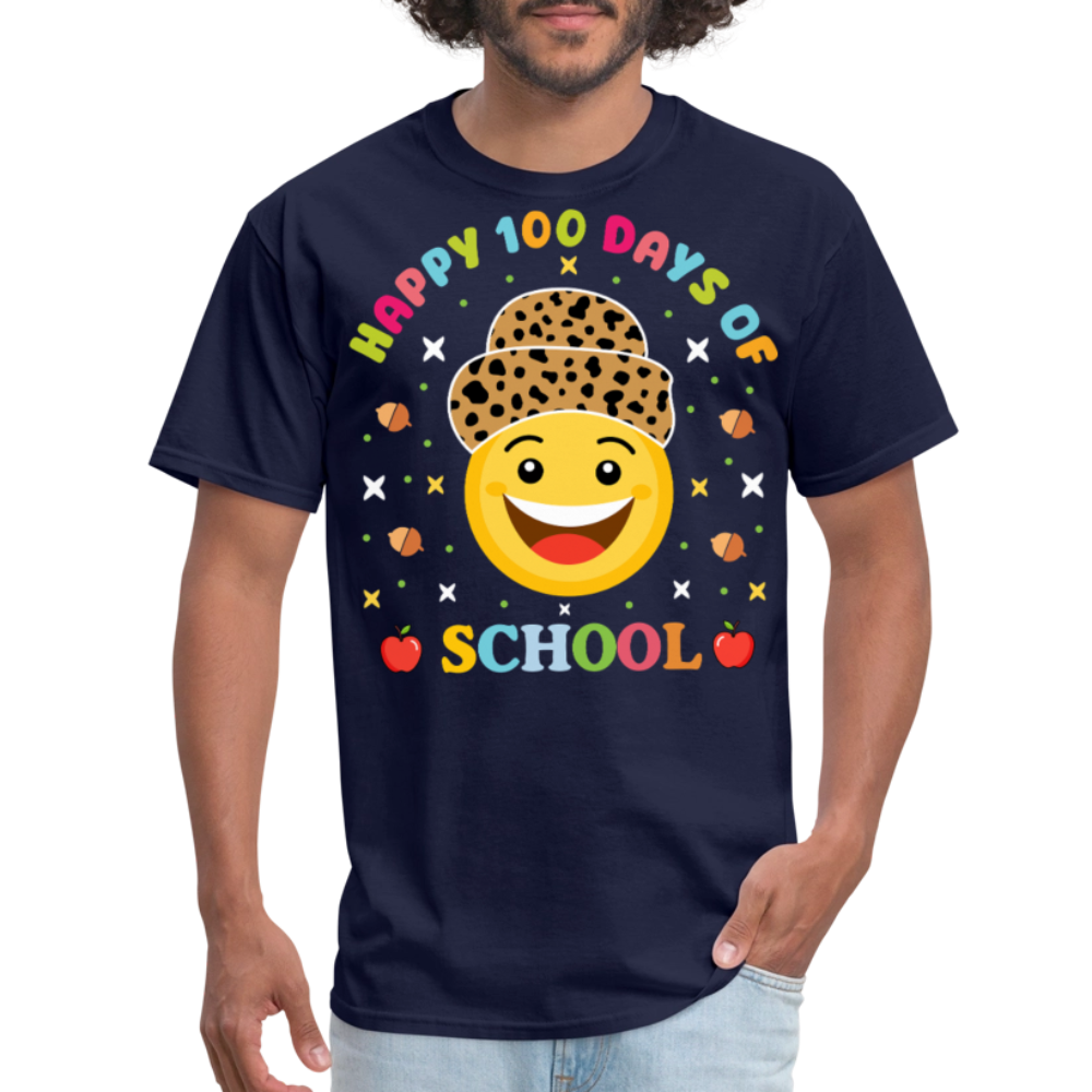 Leopard Print 100 Days Of School Shirt For Teachers Unisex T-Shirt - navy