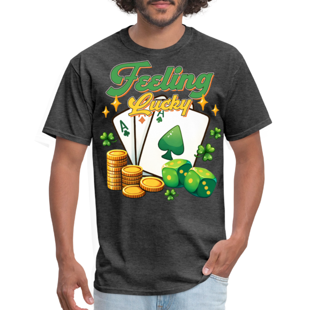 Feeling Lucky Poker Design Gamblers T-shirt - heather black