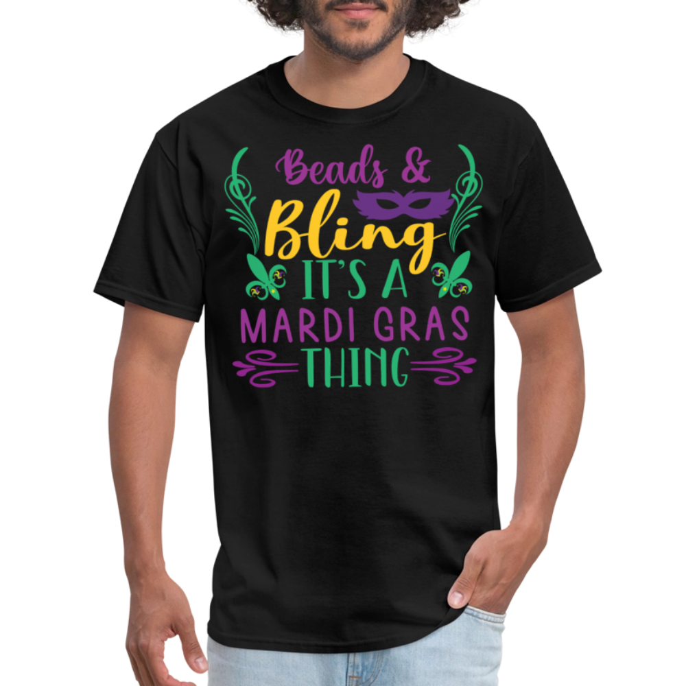 Masquerade Party Beads And Bling Mardi Gras T-Shirt - black