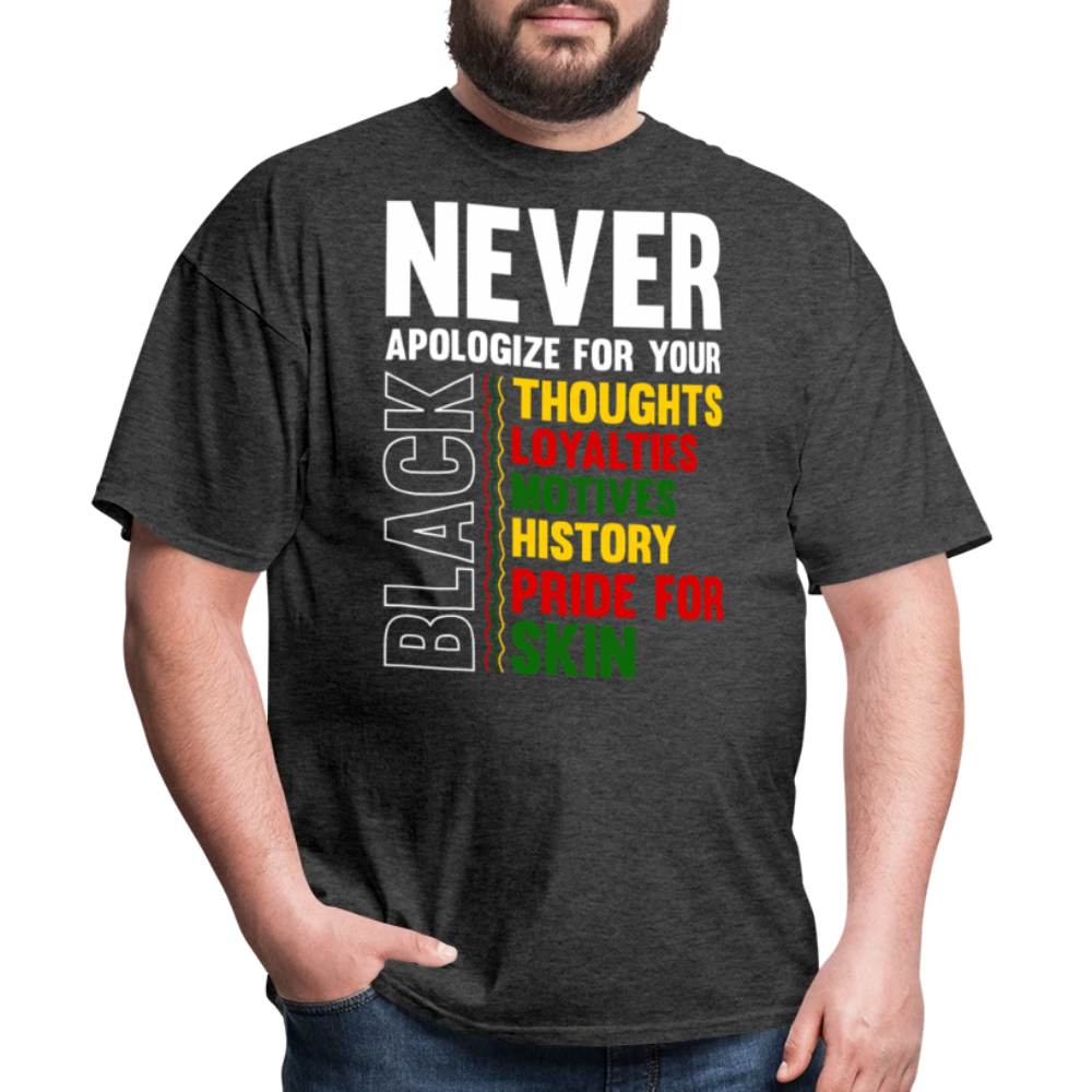 Never Apologize For Your Black Heritage Unisex T-shirt - heather black