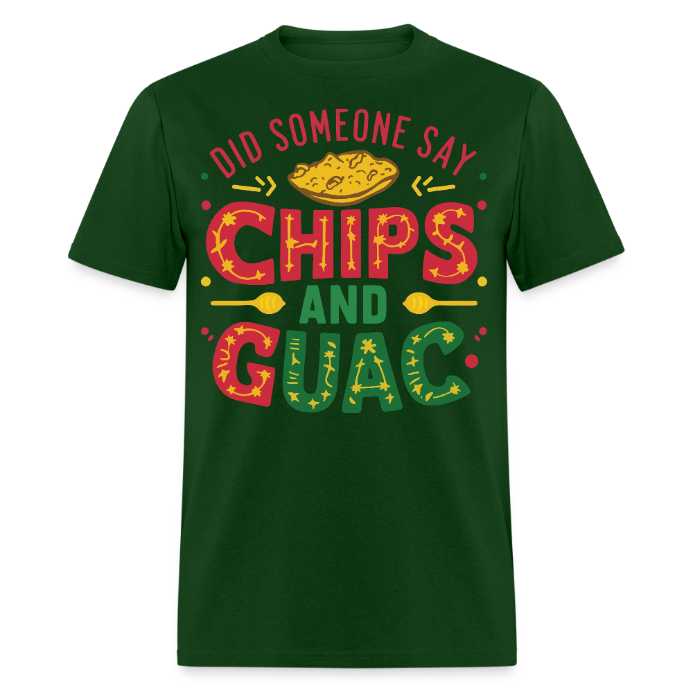 Mexican Food Lover Graphic Tee Funny Chips And Guacamole T-shirt - forest green