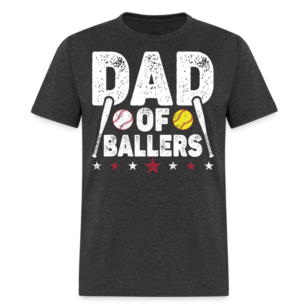 Father's Day Gift For Baseball Softball Dad T-shirt - heather black
