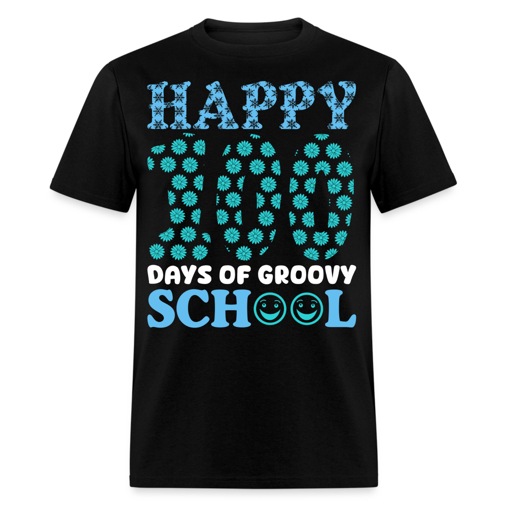 Groovy 100th-day School Celebration Tee Teacher Appreciation Gift T-shirt - black