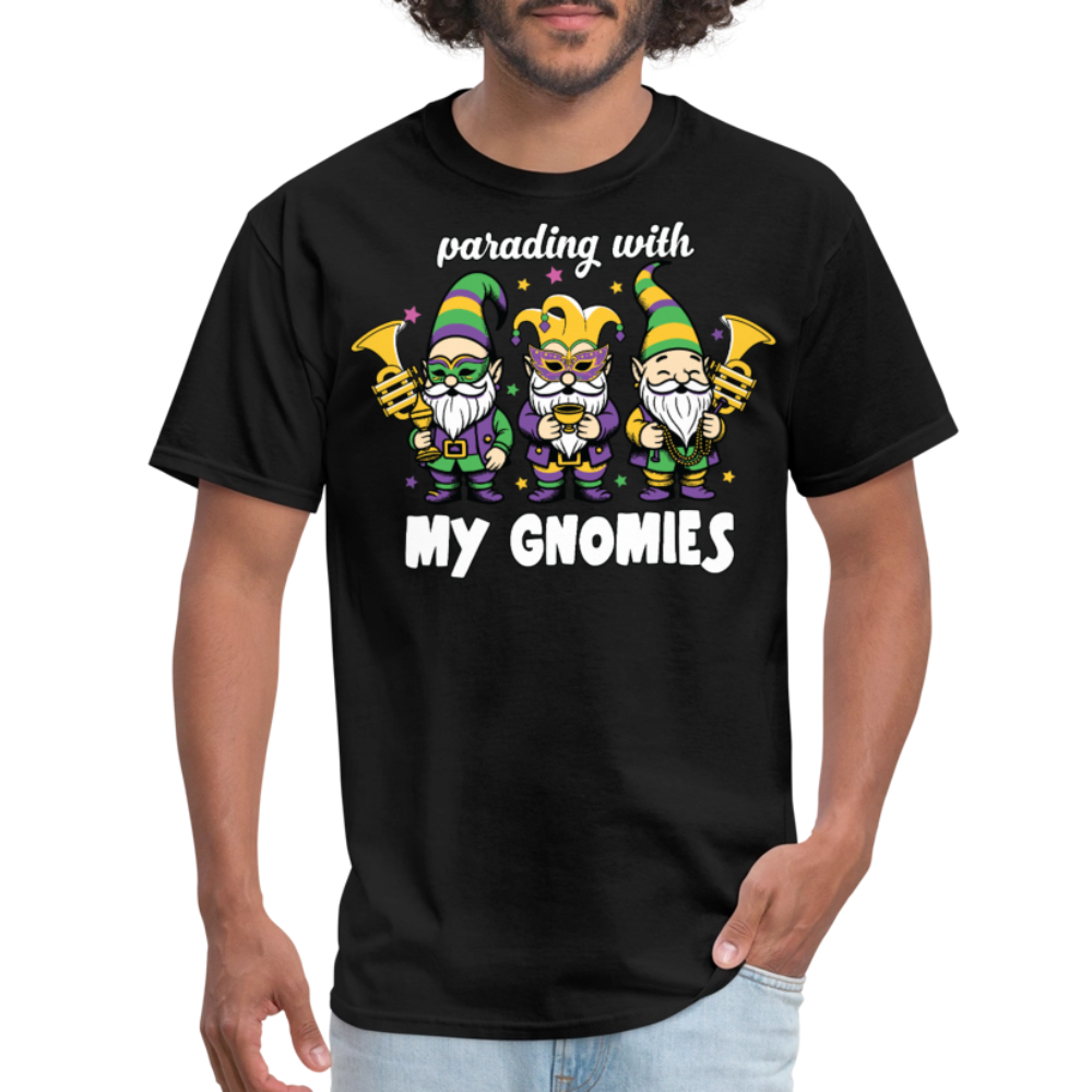 Parading With my Gnomies Festival Shirt Funny Mardi Gras T-shirt - black