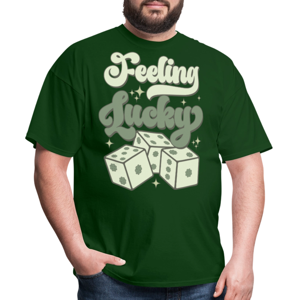 Feeling Lucky St Patrick’s Day Clover and Dice T-shirt - forest green