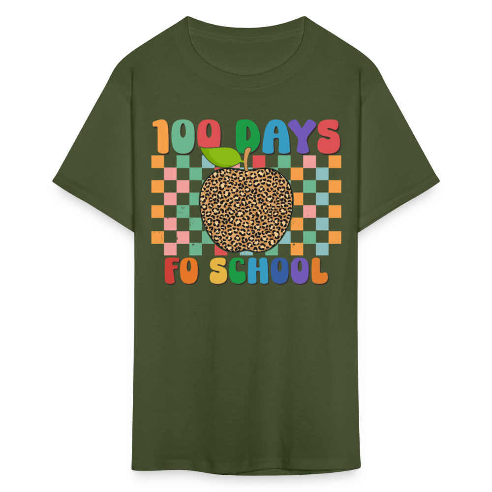 Leopard Print 100 Days of School Shirt Teacher Gifts Unisex T-shirt - military green