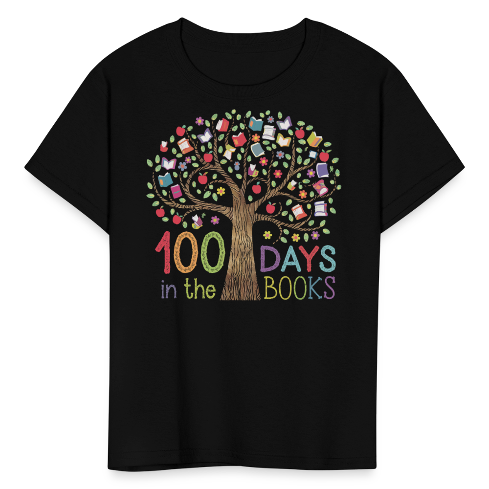 Celebratory 100 Days in the Books T-Shirt for Kids - black