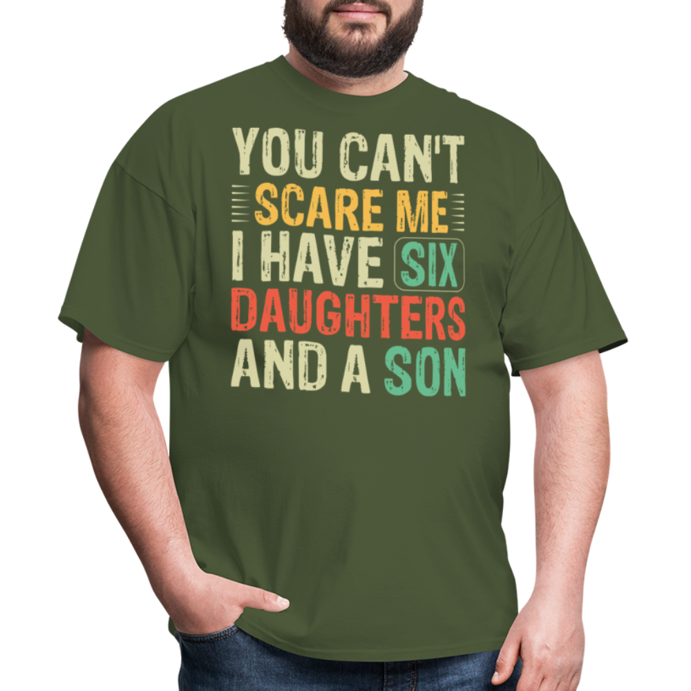 Gifts For Parents With Six Daughters And A Son Fathers Day T-shirt - military green