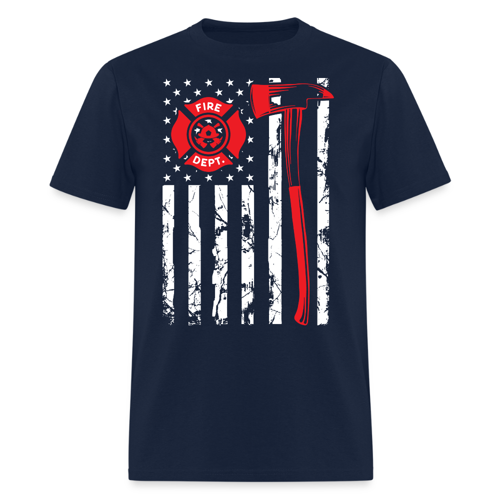 Fire Department Thin Red Line American Flag T-Shirt - navy