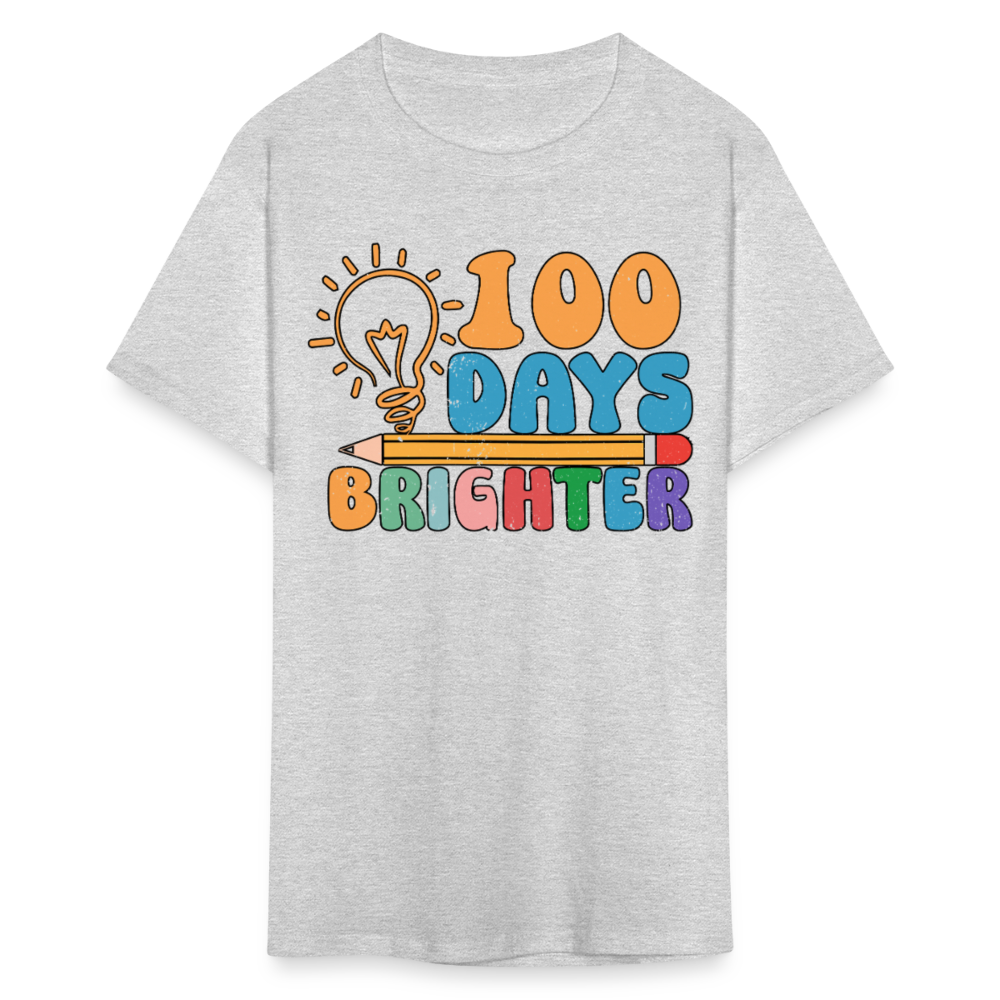 100 Days Brighter Shirt for Teachers Fun School Milestone T-Shirt - heather gray