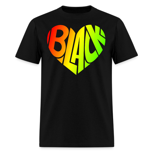 Black Pride Heart Tee Afrocentric Love Graphic T-Shirt - black