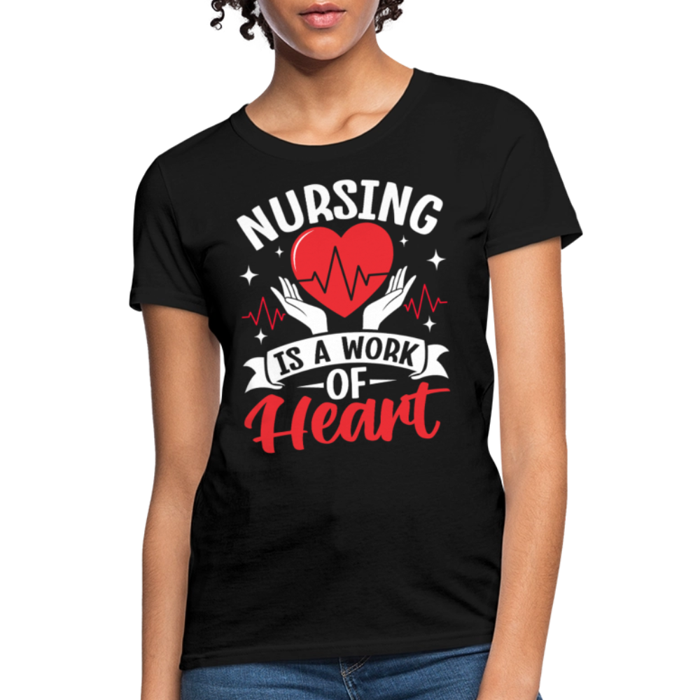 Nursing Is A Work Of Heart Healthcare Workers T-Shirt - black