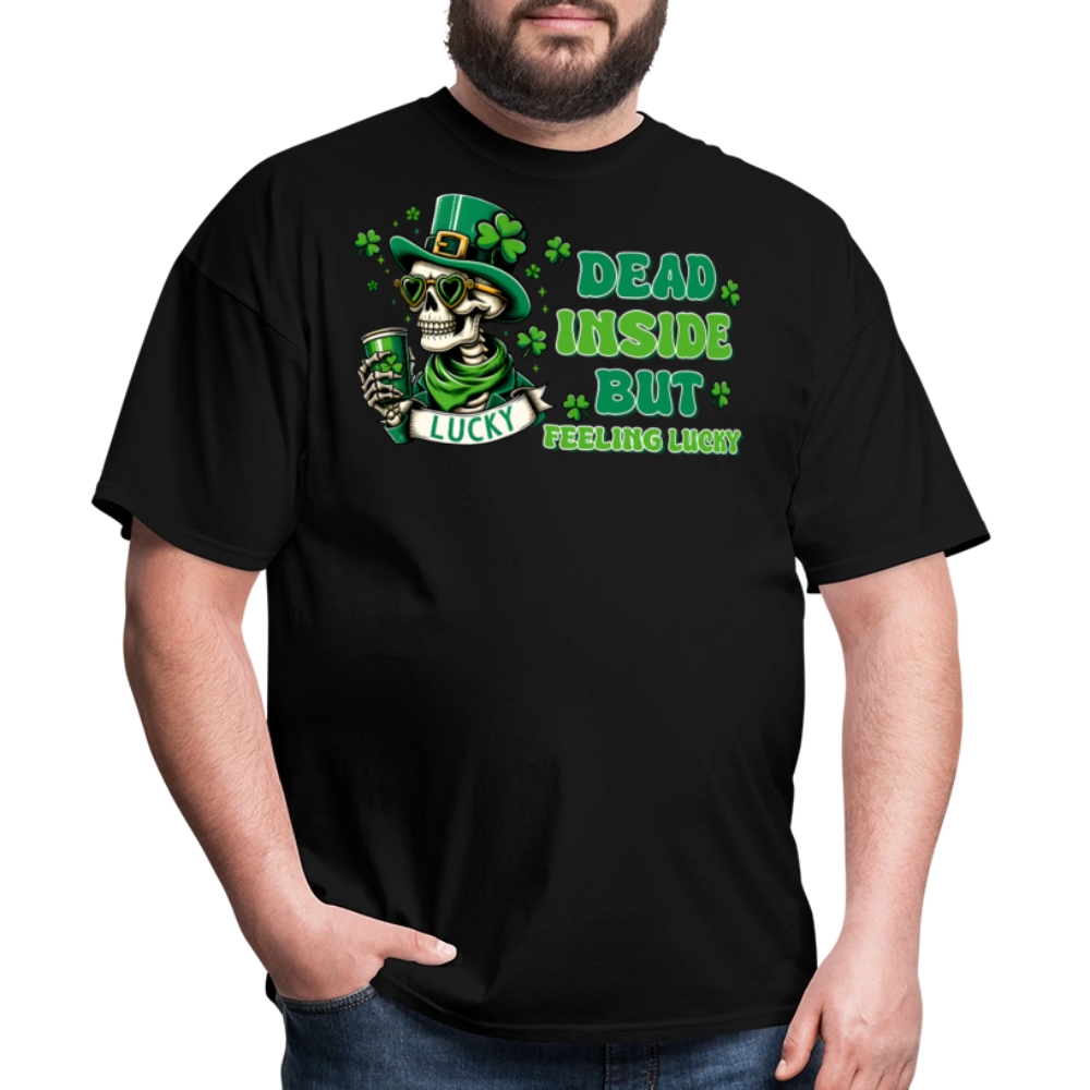 Dead Inside But Lucky St Paddy’s Skeleton T-shirt - black