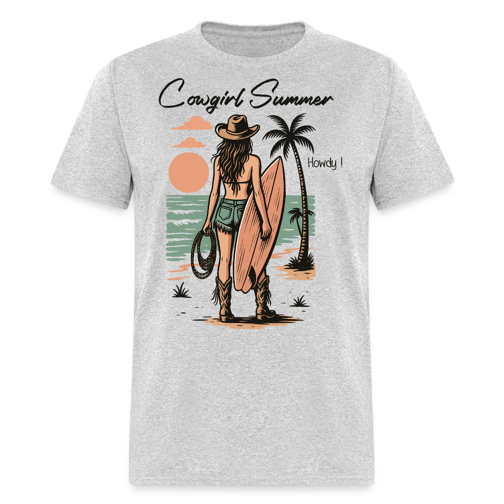Cowgirl Summer Surf Style T-shirt - heather gray