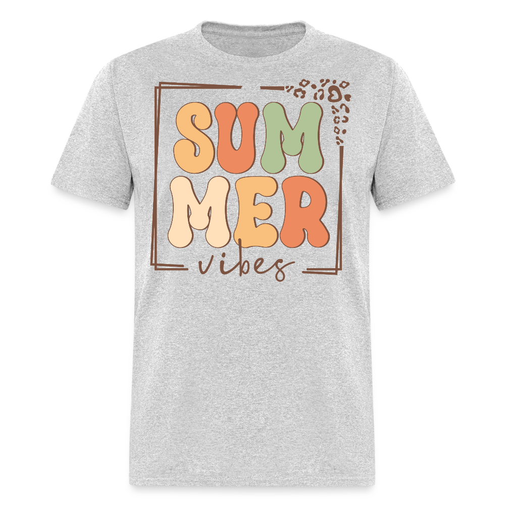Retro Summer Vibes Leopard Print T-shirt - heather gray