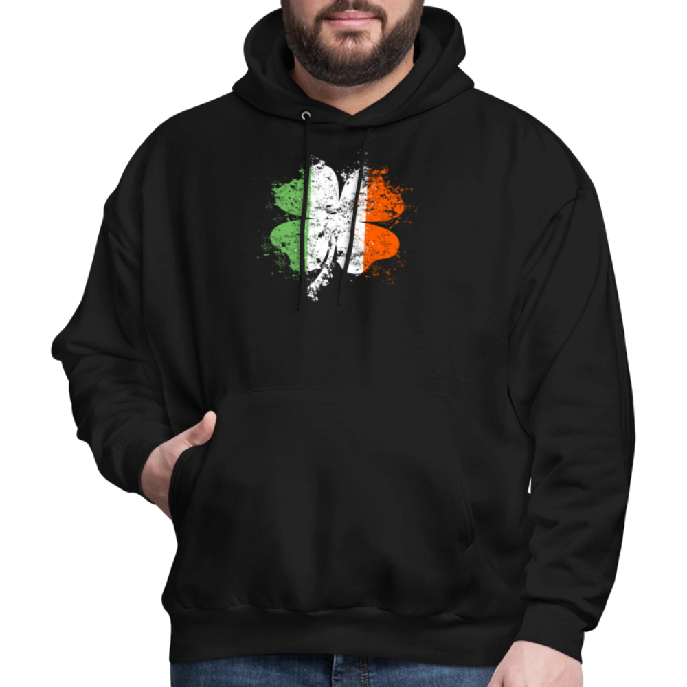 Irish Distressed Shamrock ST Patrick's Day Men's Hoodie - black