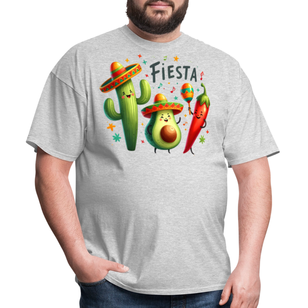 Cinco De Mayo Cartoon Design Tee Cute Avocado And Cactus Fiesta T-shirt - heather gray