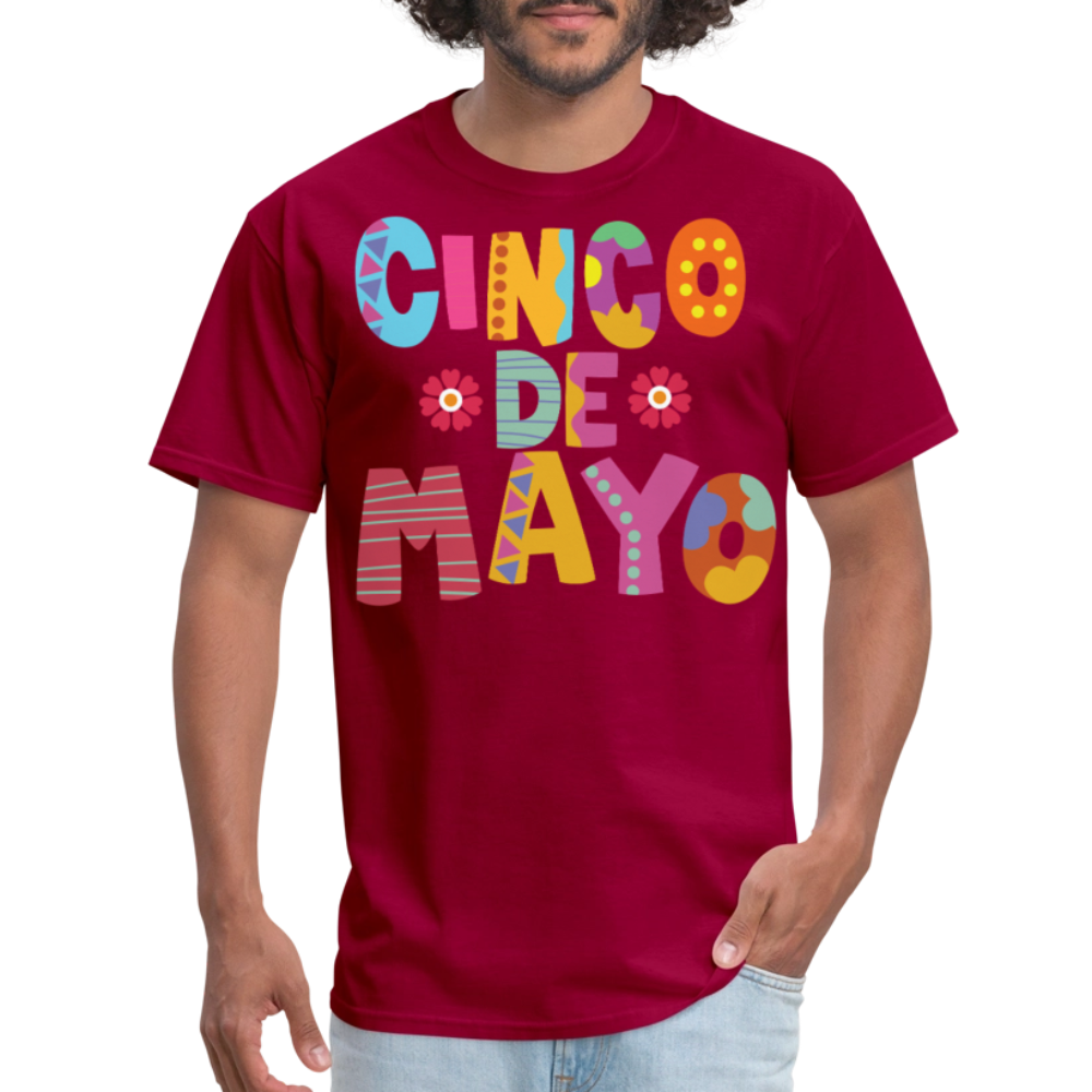 Mexican Holiday Celebration Tee Cinco De Mayo Colorful Graphic T-shirt - dark red