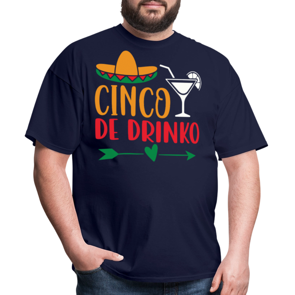 Funny Cinco de Mayo Drinking Tee Cinco de Drinko party T-shirt - navy