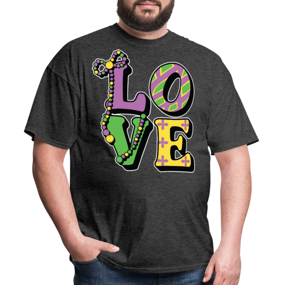 Mardi Gras Love Tee For Men Women New Orleans Festival T-shirt - heather black