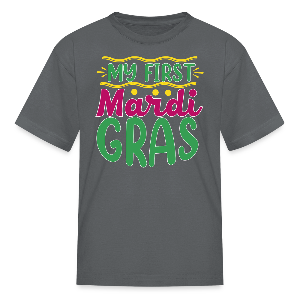 Baby’s First Mardi Gras Outfit Colorful Festival T-shirt - charcoal