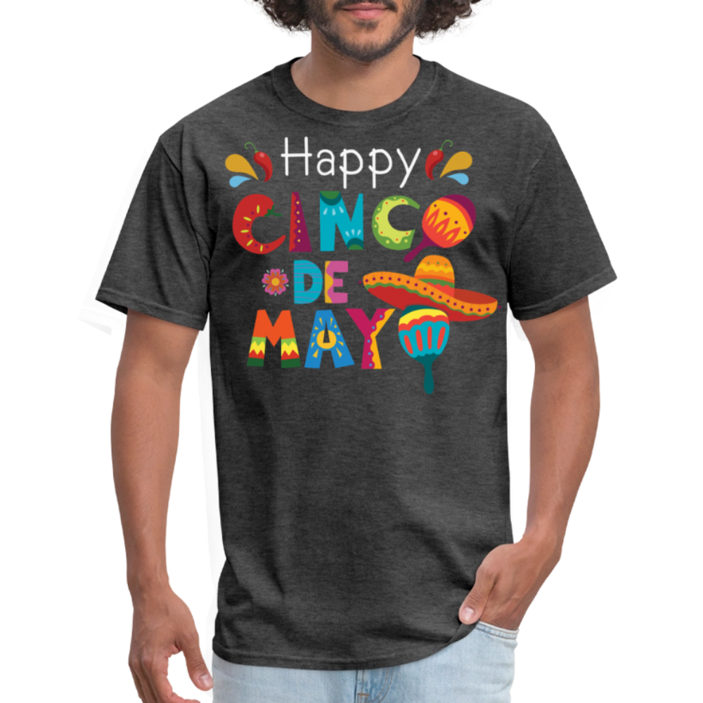 Funny Cinco De Mayo Party Outfit Colorful Mexican Fiesta T-shirt - heather black